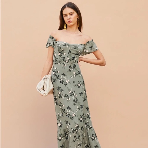Reformation Butterfly Dress Verde- sold out and like new - Picture 4 of 8